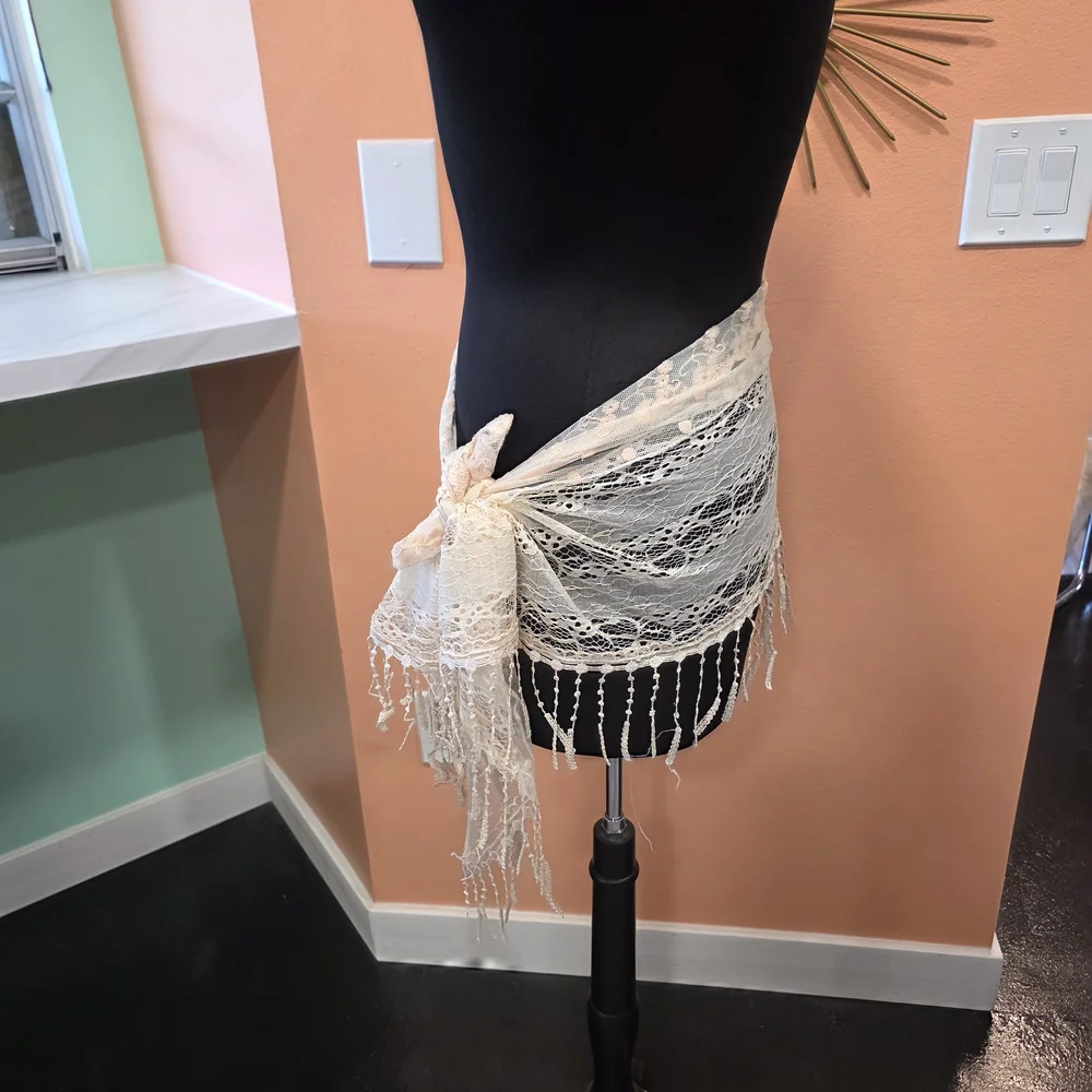 Boho Chic Scarf Festival Fringe Wrap Pier 1 Cream Bohemian Hippie Vacation